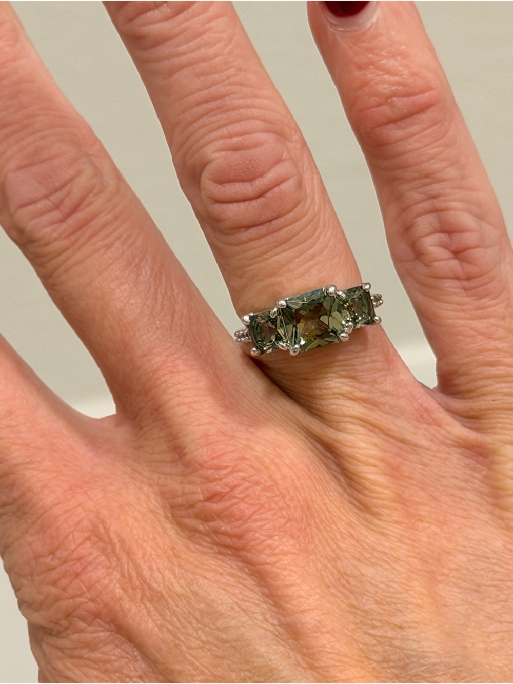 Bomb Party NWOT! Sterling Silver Green Three-Stone Ring